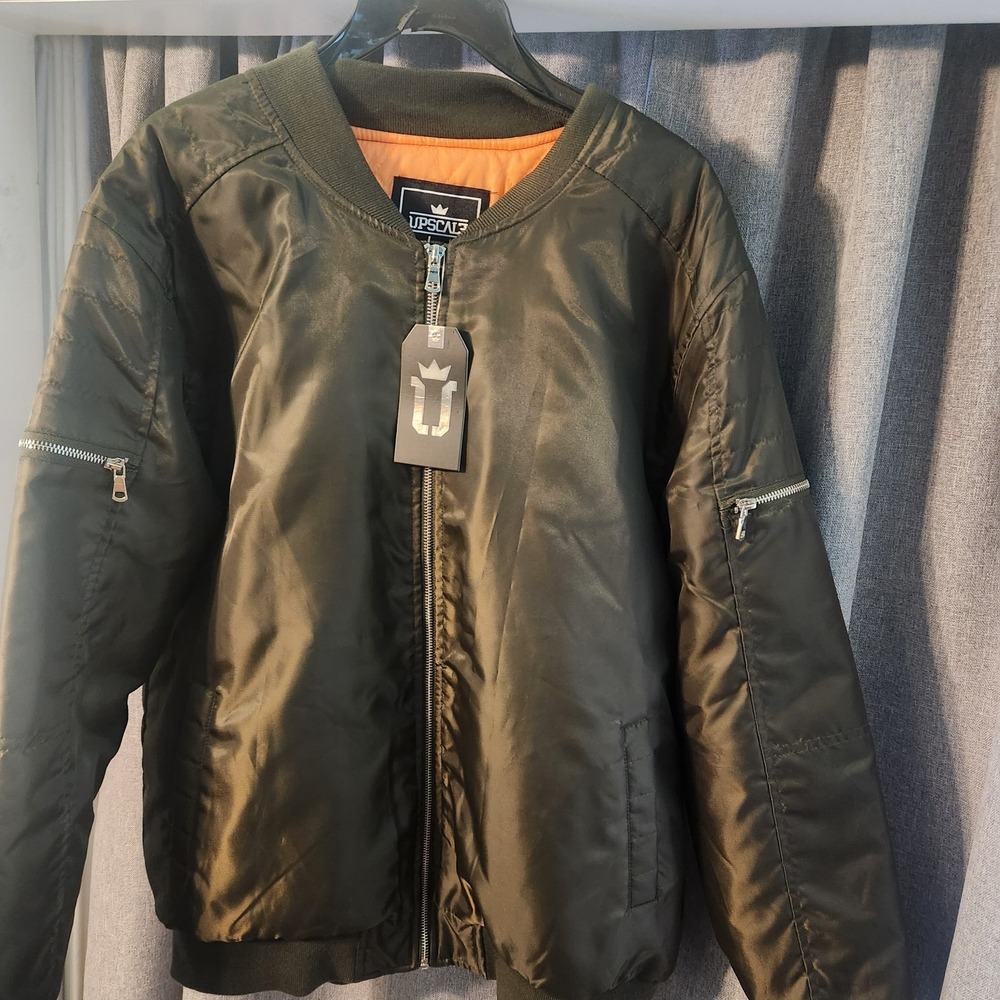 Aviator Flight Bomber Jacket Men's Size M Military Green Upscale NWT‎